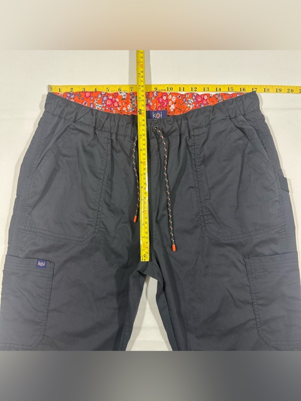 Koi Womens XL Scrub Jogger Cargo Pants Drawcord Nurse Uniform Gray - Picture 3 of 8
